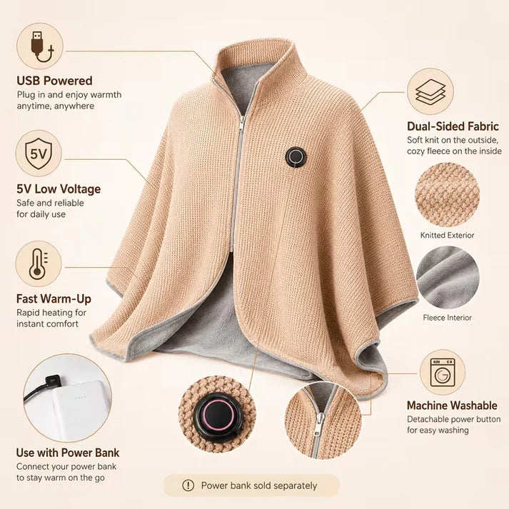 Warmly CozyWrap™ — Wearable Heated Blanket